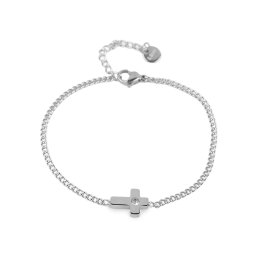 Náramek z nerezové oceli křížek, barva stříbrná