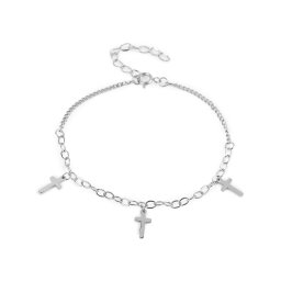 Náramek z nerezové oceli křížek, barva 1 stříbrná