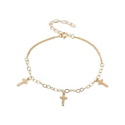 Náramek z nerezové oceli křížek, barva 2 zlatá