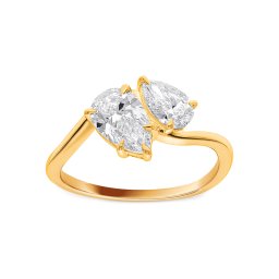 Prsten Toi et Moi s Pear lab-grown diamanty, žluté zlato 14K IZLG1517