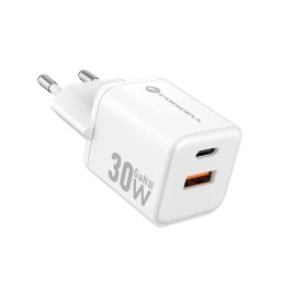 Forcell F-Energy VT-35 Mini GaN III 30W rychlá síťová nabíječka USB-A USB-C PD QC 4.0 bílá