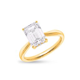 Zásnubní prsten s Emerald lab-grown diamantem, žluté zlato 14K IZLG1525