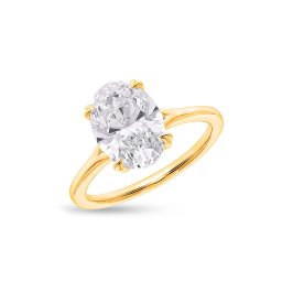 Luxusní prsten s oválným lab-grown diamantem, žluté zlato 14K IZLG1530