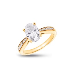 Briliantový prsten s oválným lab-grown diamantem, žluté zlato 14K IZLG1531