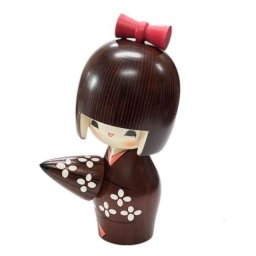 Japonská panenka Kokeshi Odekake - připravena na dobrodružství, 13,5 cm