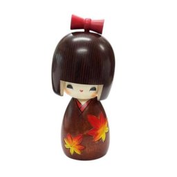 Japonská panenka Kokeshi Kaede - Chan - Kouzlo podzimu, 13,5 cm
