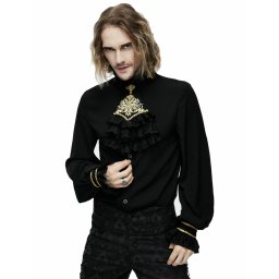košile pánská DEVIL FASHION - Gabriel Gothic Embroidered Chiffon - SHT02301