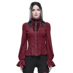 košile dámská DEVIL FASHION - 3D appliqued shoulder gothic - SHT07602