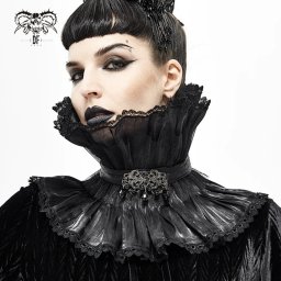obojek DEVIL FASHION - Fleeting Glance Gothic Pleated High Collar - Black - AS07601