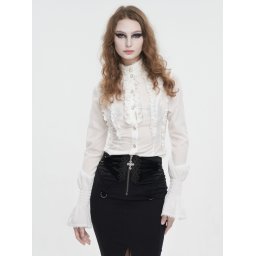 košile dámská s dlouhým rukávem DEVIL FASHION - White - SHT10602