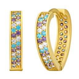 Silvego Zlaté naušnice kruhy Niobe ze žlutého zlata s barevnými Brilliance Zirconia - 15 mm - FNN32884EGY