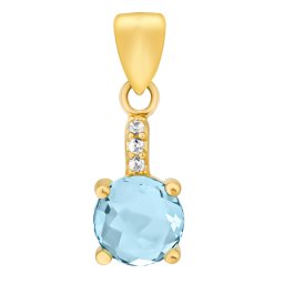 Silvego Zlatý přívěsek Naria ze žlutého zlata se Swiss Blue topazem a Brilliance Zirconia - FNN22605PGYSBT