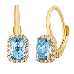 Silvego Zlaté náušnice Renee ze žlutého zlata s přírodním Swiss Blue topazem a Brilliance Zirconia - FNN33355EGYSBT