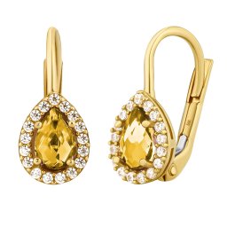 Silvego Zlaté náušnice kapky Blaze ze žlutého zlata s přírodním citrínem a Brilliance Zirconia - FNN33373EGYCI