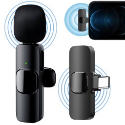 Bezdrátový mikrofon na smartphone s transmittrem s USB-C + Klip + 360° nahrávání