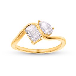 Lab-grown diamantový prsten Toi et Moi, žluté zlato 14K IZLG1539