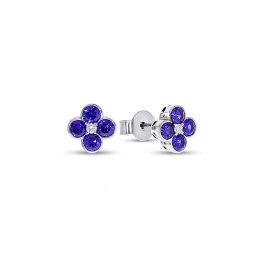 Lab-grown safírové náušnice s diamanty, bílé zlato 14K IZLG1541A