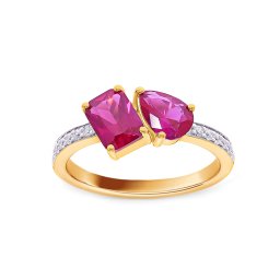 Diamantový Prsten Toi et Moi s lab-grown rubíny, žluté zlato 14K IZLG1535