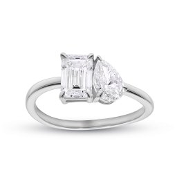 Symbolický prsten Toi et Moi s lab-grown diamanty, bílé zlato 14K IZLG1540A