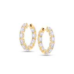 Okouzlující kruhové náušnice s Lab-grown diamanty Emerald 4,26ct, žluté zlato 14K IZLG1555