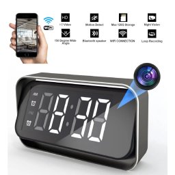 Kamera v budíku FULL HD s Wifi/P2P s nočním viděním + detekce pohybu + Alarm hodiny