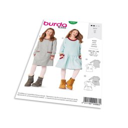 Střih Burda 9286 - Dětské mikinové šaty