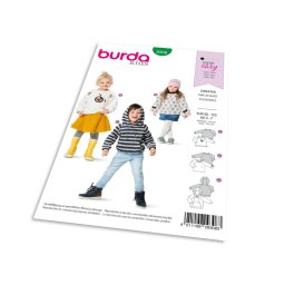 Střih Burda 9308 - Dětská mikina, mikina s kapucí, svetr