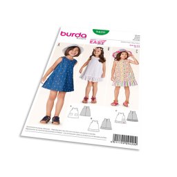 Střih Burda 9420 - Dětské áčkové šaty s kapsami