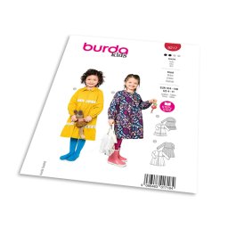 Střih Burda 9217 - Dívčí šaty s XXL lemem, volánky a dlouhými rukávy