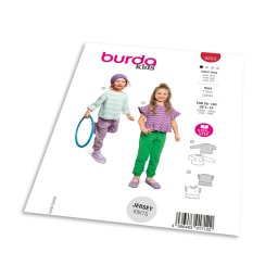 Střih Burda 9223 - Dětské tričko s krátkým rukávem s volánky a pruhovaná mikina