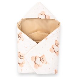 Zateplená zavinovačka do autosedačky New Baby Love Teddy Bear beige