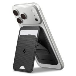 Spigen S314-3 Slim Fold Tripod MagSafe držák a peněženka s funkcí stojánku - černá