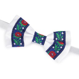 Saténový motýlek folklor hand made, délka 9 cm, barva 2 bílá modrá