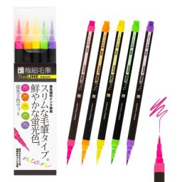 Akashiya Sada japonských neonových štětcových per Sai ThinLine 5ks