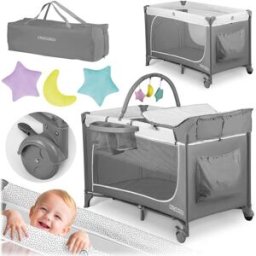 Ricokids Cestovní postýlka RK-241, 125 x 65 x 78 cm, šedá