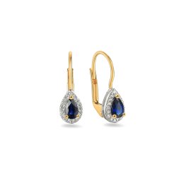Zlaté náušnice se safírem a diamanty Valora, 14K IZBR100YN