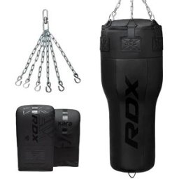 RDX Tvarovaný Angle Punch Bag boxovací pytel 3v1, rukavice, otočný řetěz, plněný, černý