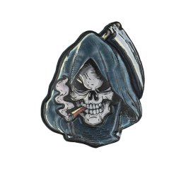 101INC nášivka 3D plastová LEBKA - GRIM REAPER velcro
