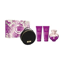 Versace Dylan Purple dárková sada pro ženy parfémovaná voda 100 ml + tělové mléko 100 ml + sprchový gel 100 ml + kosmetická taška