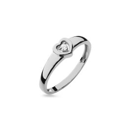 Diamantový prsten se srdíčkem z bílého zlata, 14K BSBR003A