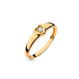 Zlatý prsten s diamantovým srdíčkem, 14K BSBR003