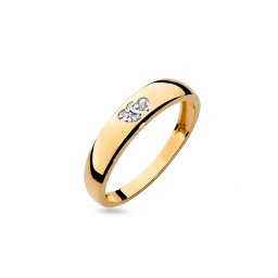 Prsten ze žlutého zlata s diamantovými srdíčky, 14K BSBR001