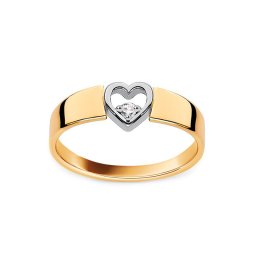 Zlatý prsten s diamantovým srdíčkem, 14K BSBR009