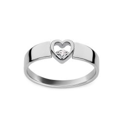Prsten z bílého zlata s diamantovým srdíčkem, 14K BSBR009A