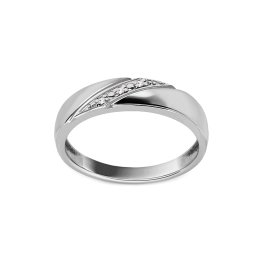 Prsten z bílého zlata zdobený třemi diamanty, 14K BSBR102A