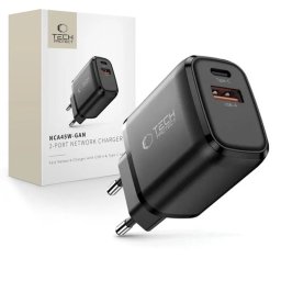Nabíječka Tech-Protect NCA45W-GaN USB-C USB-A 45 W PD QC - Černá