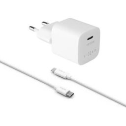 FIXED PD Rapid Charge Mini s USB-C výstupem a USB-C/USB-C kabelem podpora PD 30W bílý