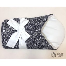 Rychlozavinovačka KLASIK s mašlí - vzor modrotisk, typ srdíčka a ptáčci na tmavomodré