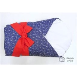 Rychlozavinovačka KLASIK s mašlí - vzor MODROTISK A, červená mašle