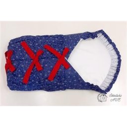 Zavinovačka se zavazováním RETRO - vzor MODROTISK typ A, červené mašle